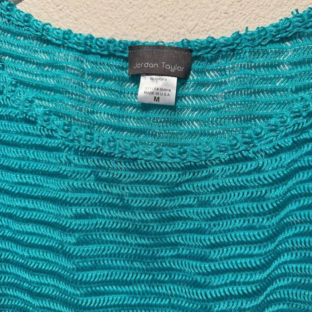 Jordan Taylor Womens Turquoise Blue Mesh Textured Ruched Swim Cover Up Dress‎
